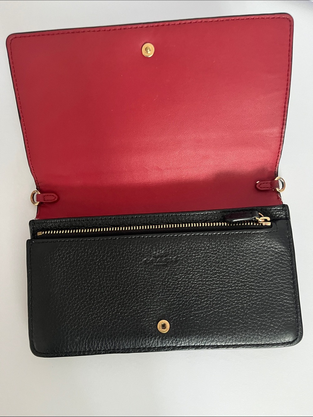 Coach Black Pebble Leather Continental Wallet with Embossed Carriage - Picture 2 of 9